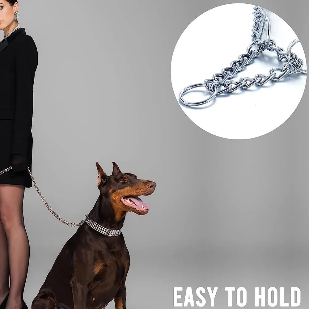 Powerful, chew - proof and stylish, this heavy - duty Cuban link chain collar is designed for strong, large dogs that need both control and comfort during daily walks. - Luxempirez