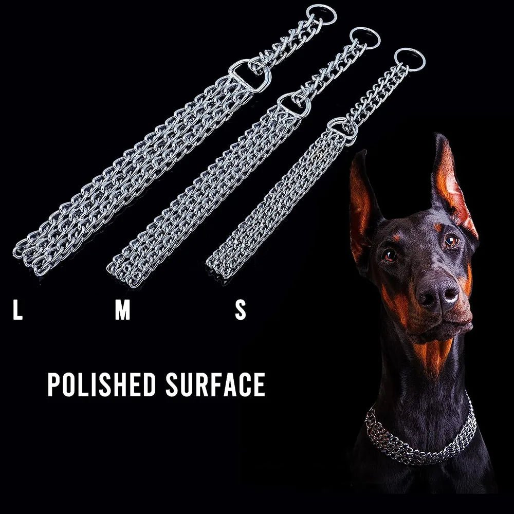 Powerful, chew - proof and stylish, this heavy - duty Cuban link chain collar is designed for strong, large dogs that need both control and comfort during daily walks. - Luxempirez