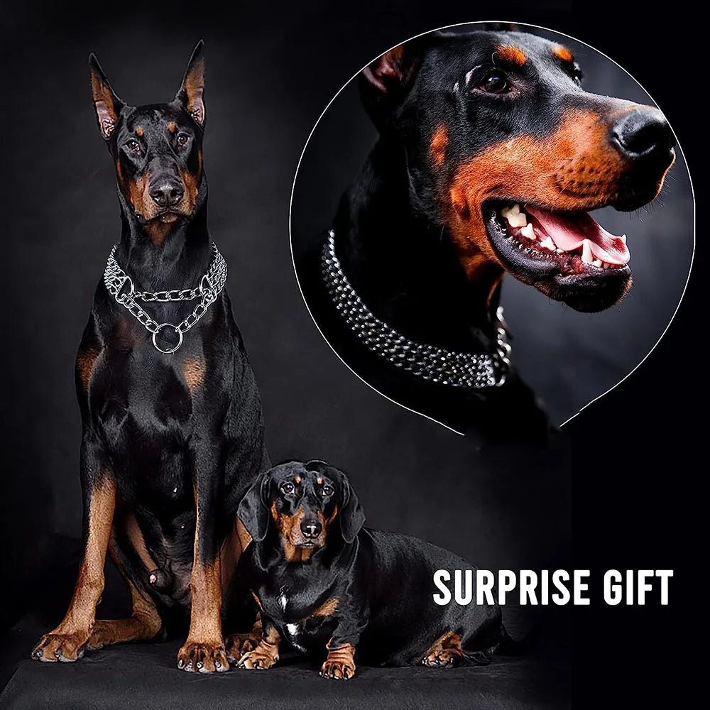 Powerful, chew - proof and stylish, this heavy - duty Cuban link chain collar is designed for strong, large dogs that need both control and comfort during daily walks. - Luxempirez