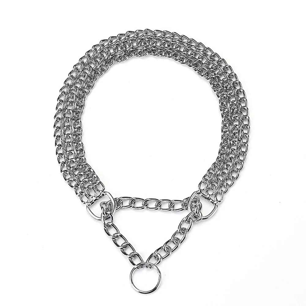 Powerful, chew - proof and stylish, this heavy - duty Cuban link chain collar is designed for strong, large dogs that need both control and comfort during daily walks. - Luxempirez