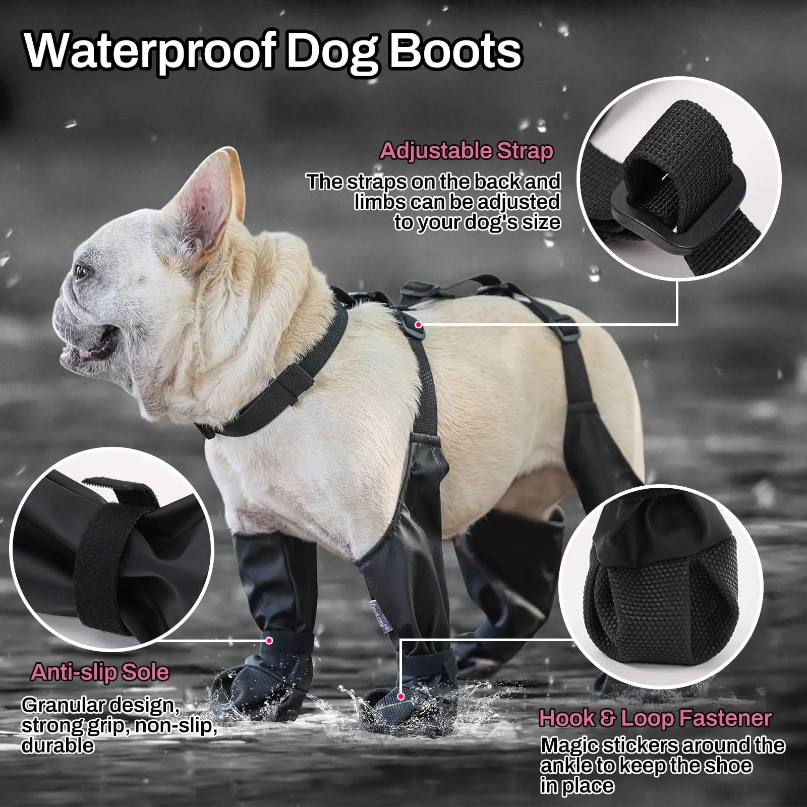 Protect your dog's paws from rain, snow, and rough terrain with these Adjustable Waterproof Dog Boots. Designed for outdoor hikes and winter walks, they keep pets safe and comfortable on any adventure. - Luxempirez