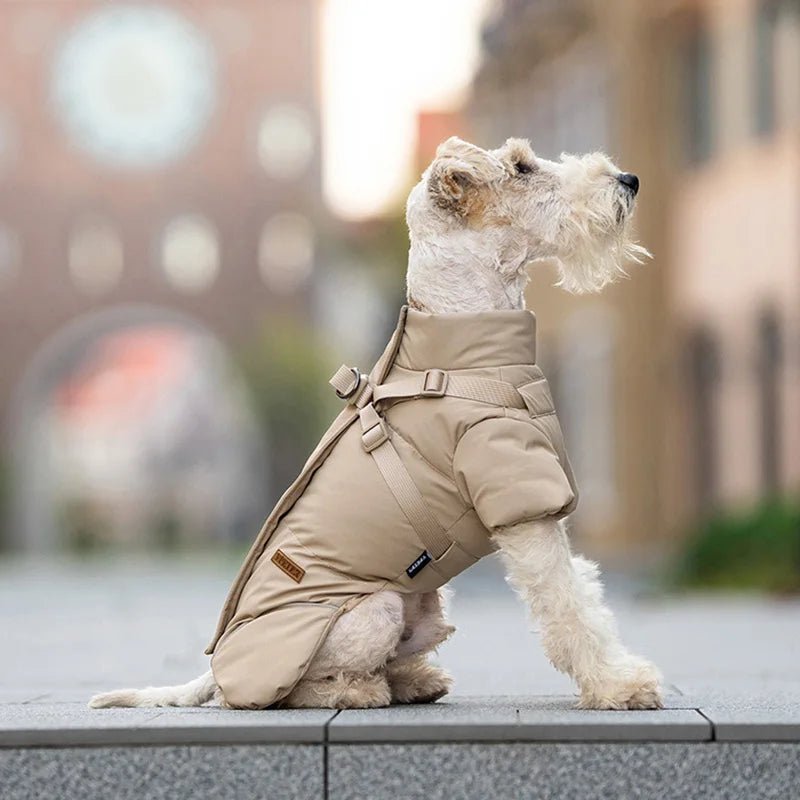 Protect your pup from rain, wind, and cold with this insulated high‑neck dog coat. The waterproof outer layer, soft cotton lining, and reflective details keep your dog comfortable and easy to spot during early - morning or late‑evening walks. - Luxempirez