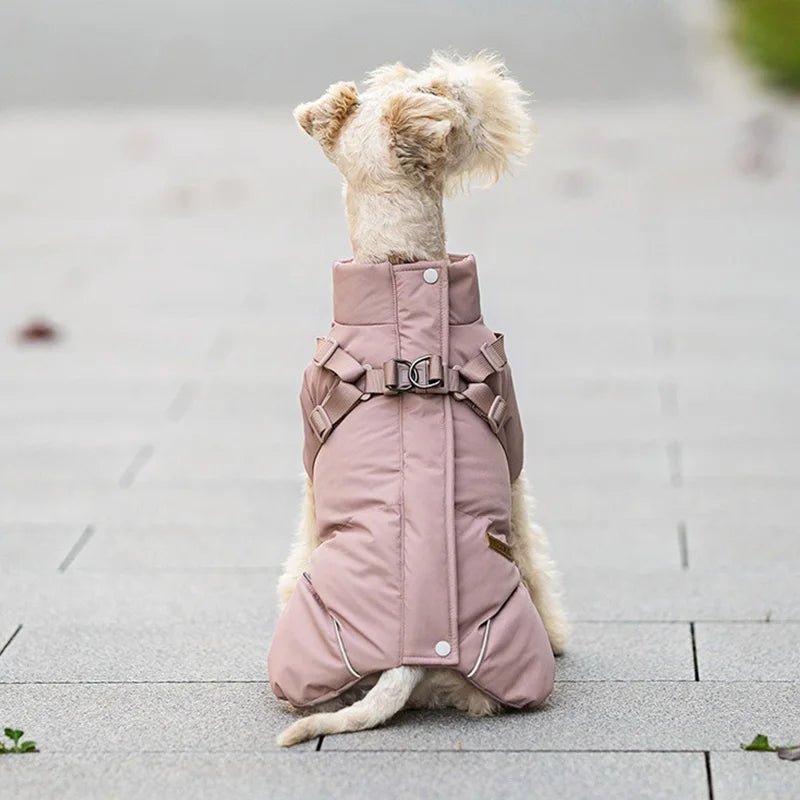 Protect your pup from rain, wind, and cold with this insulated high‑neck dog coat. The waterproof outer layer, soft cotton lining, and reflective details keep your dog comfortable and easy to spot during early - morning or late‑evening walks. - Luxempirez