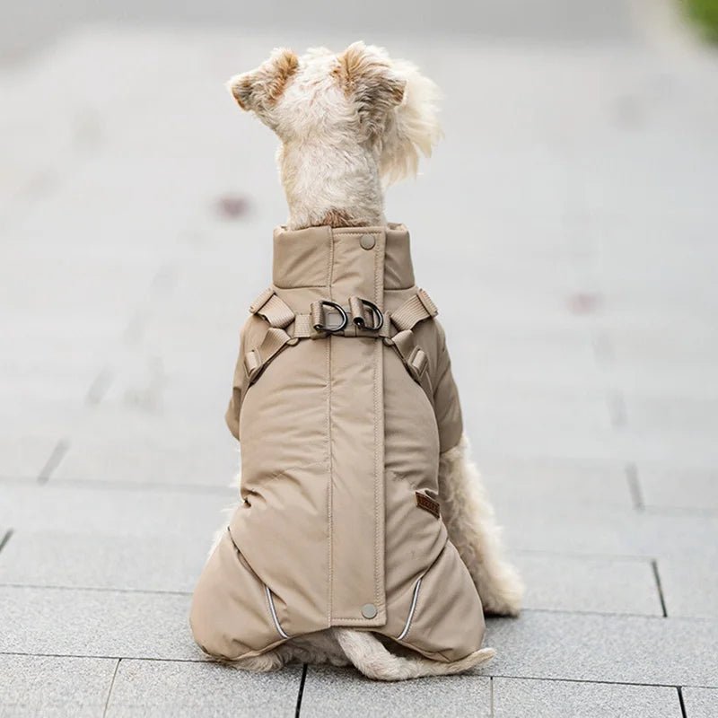 Protect your pup from rain, wind, and cold with this insulated high‑neck dog coat. The waterproof outer layer, soft cotton lining, and reflective details keep your dog comfortable and easy to spot during early - morning or late‑evening walks. - Luxempirez