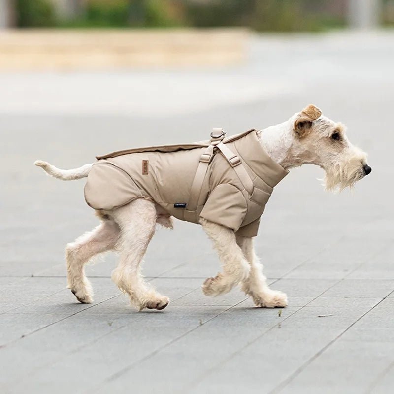 Protect your pup from rain, wind, and cold with this insulated high‑neck dog coat. The waterproof outer layer, soft cotton lining, and reflective details keep your dog comfortable and easy to spot during early - morning or late‑evening walks. - Luxempirez