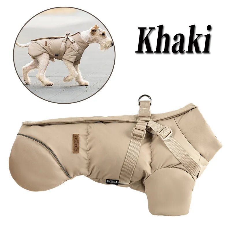 Protect your pup from rain, wind, and cold with this insulated high‑neck dog coat. The waterproof outer layer, soft cotton lining, and reflective details keep your dog comfortable and easy to spot during early - morning or late‑evening walks. - Luxempirez