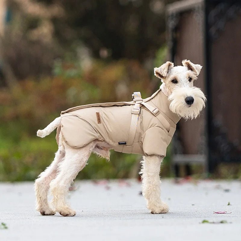 Protect your pup from rain, wind, and cold with this insulated high‑neck dog coat. The waterproof outer layer, soft cotton lining, and reflective details keep your dog comfortable and easy to spot during early - morning or late‑evening walks. - Luxempirez