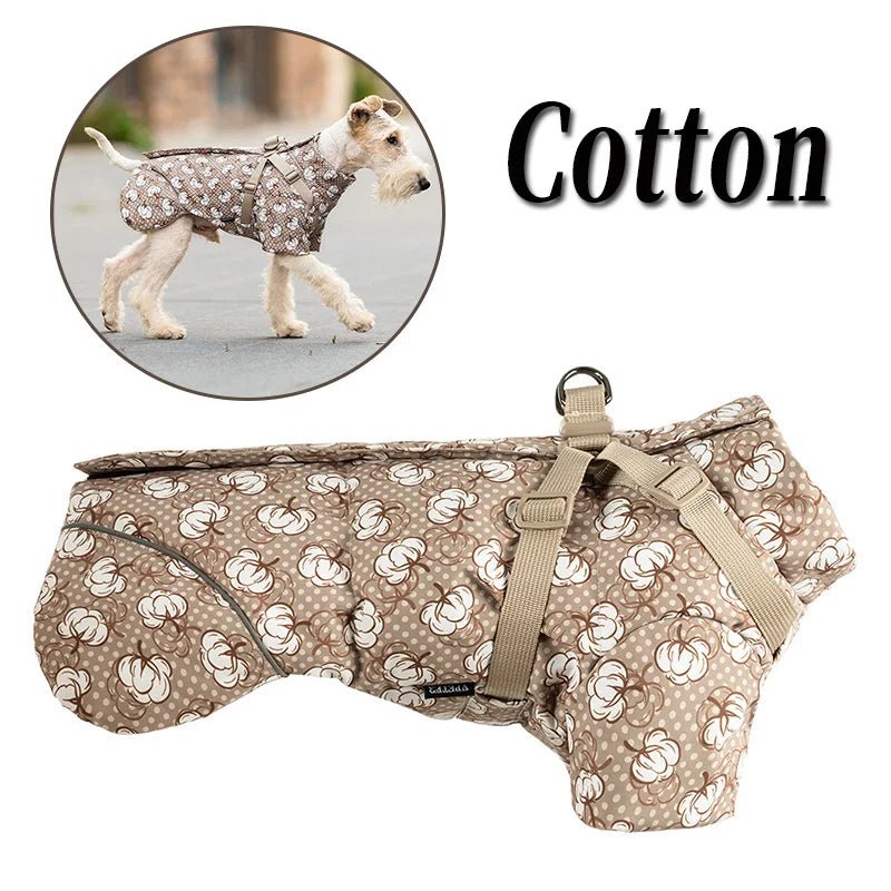 Protect your pup from rain, wind, and cold with this insulated high‑neck dog coat. The waterproof outer layer, soft cotton lining, and reflective details keep your dog comfortable and easy to spot during early - morning or late‑evening walks. - Luxempirez