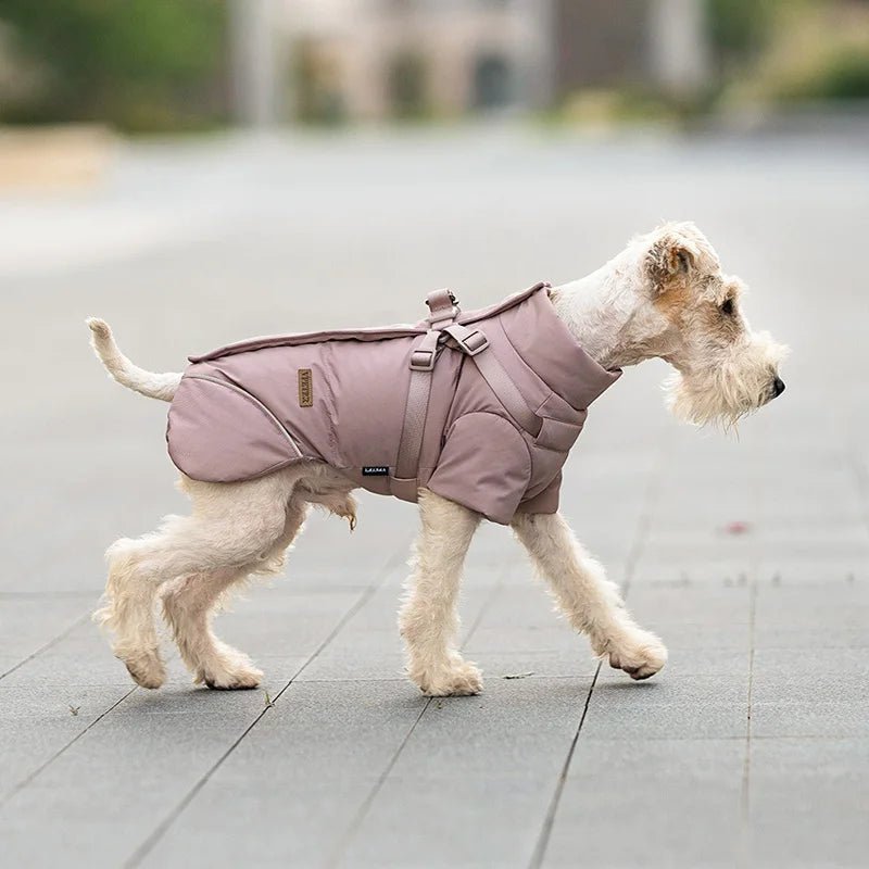 Protect your pup from rain, wind, and cold with this insulated high‑neck dog coat. The waterproof outer layer, soft cotton lining, and reflective details keep your dog comfortable and easy to spot during early - morning or late‑evening walks. - Luxempirez