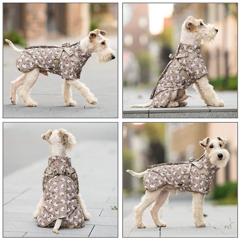 Protect your pup from rain, wind, and cold with this insulated high‑neck dog coat. The waterproof outer layer, soft cotton lining, and reflective details keep your dog comfortable and easy to spot during early - morning or late‑evening walks. - Luxempirez