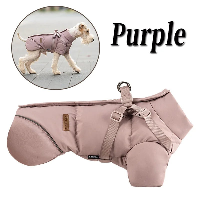 Protect your pup from rain, wind, and cold with this insulated high‑neck dog coat. The waterproof outer layer, soft cotton lining, and reflective details keep your dog comfortable and easy to spot during early - morning or late‑evening walks. - Luxempirez