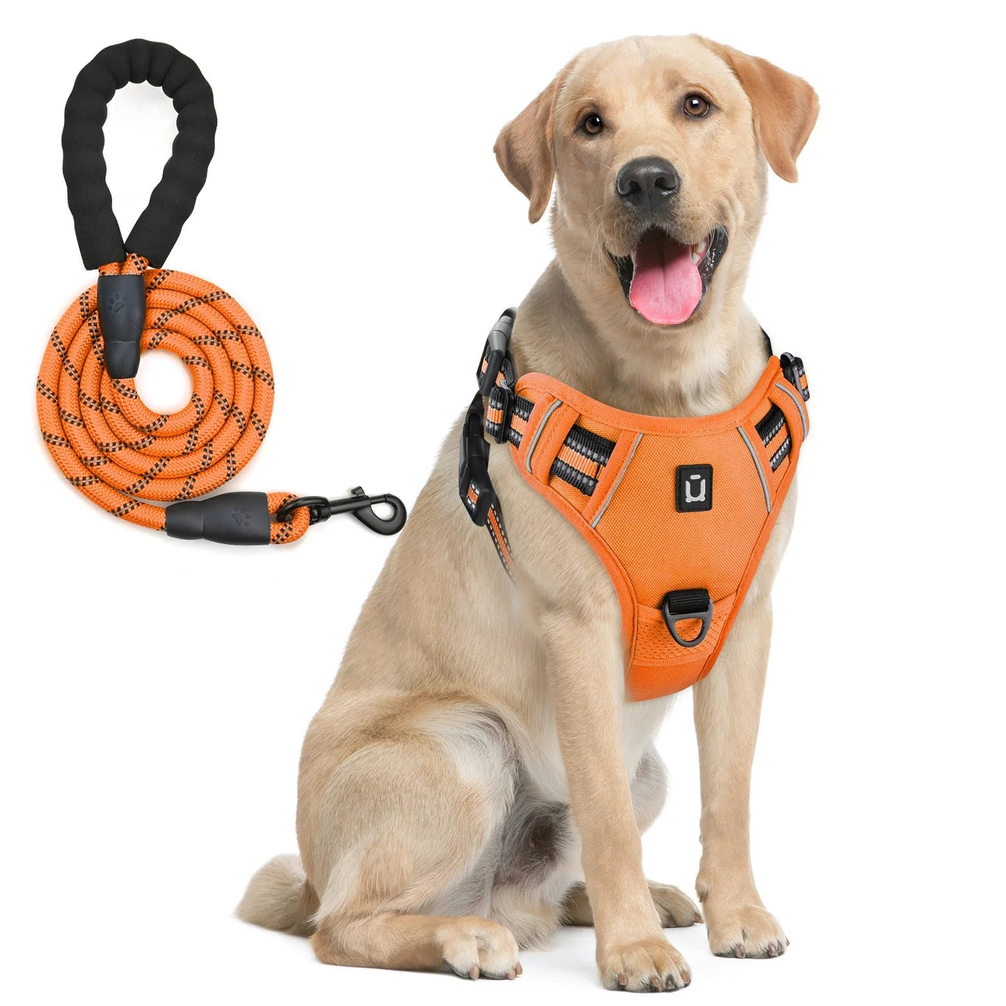 Reflective dog harness and leash set designed to keep dogs safe, comfortable, and under control during daily walks. - Luxempirez