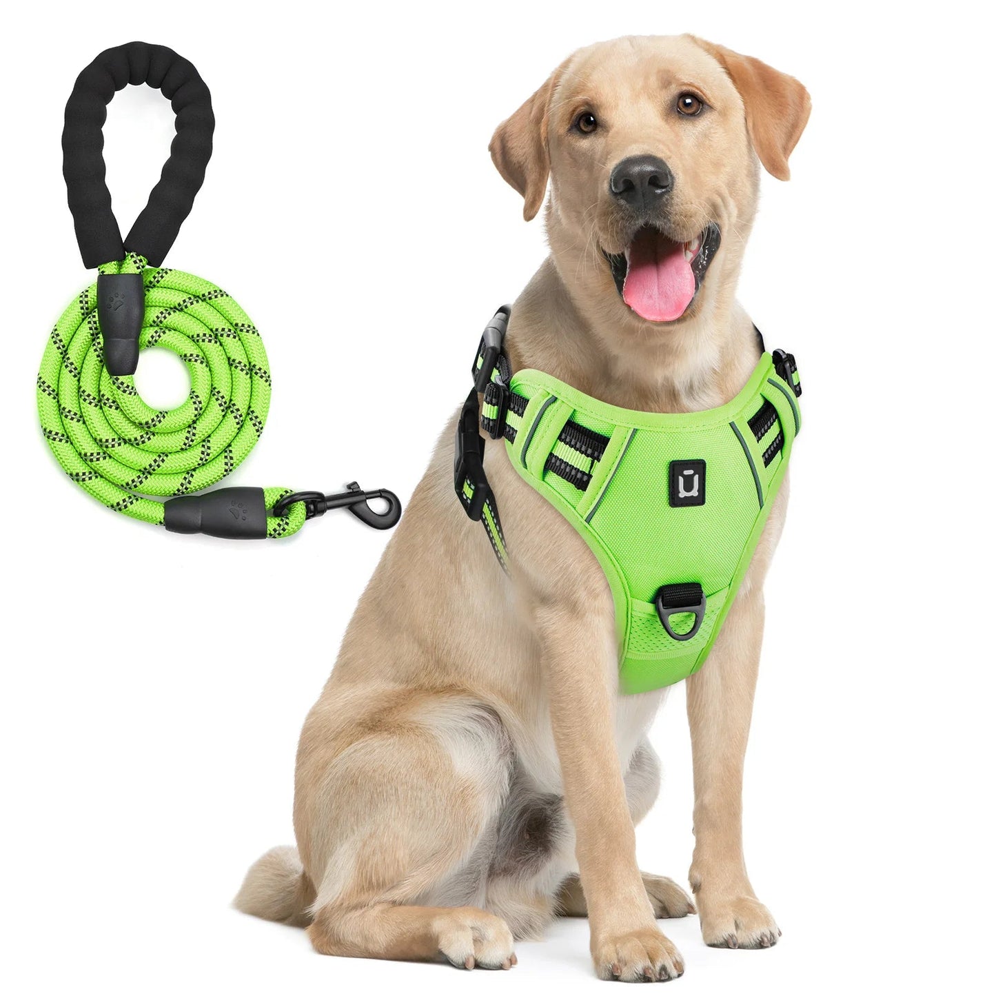 Reflective dog harness and leash set designed to keep dogs safe, comfortable, and under control during daily walks. - Luxempirez