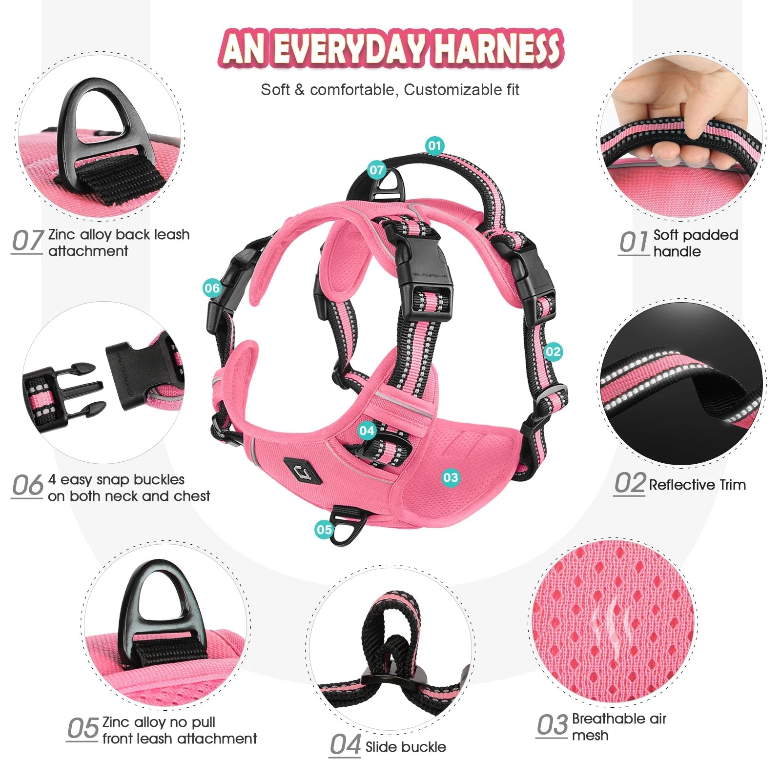 Reflective dog harness and leash set designed to keep dogs safe, comfortable, and under control during daily walks. - Luxempirez