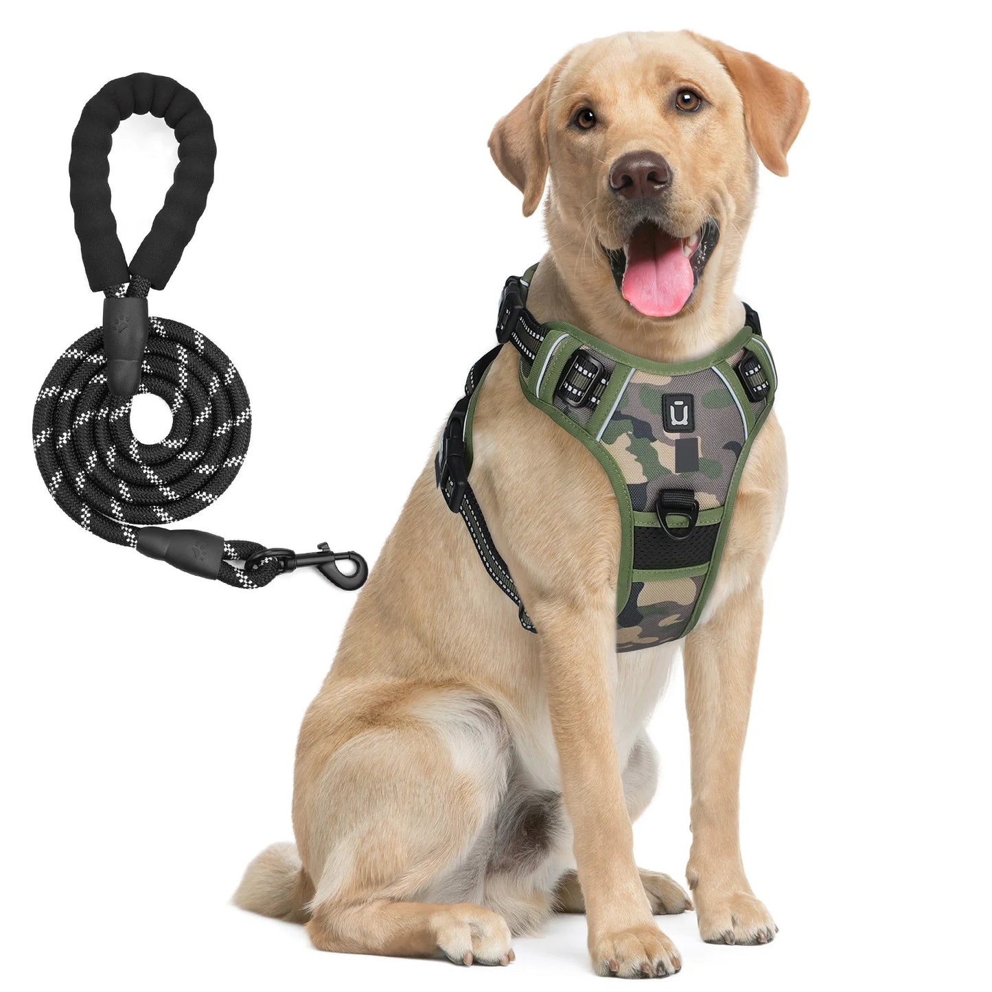 Reflective dog harness and leash set designed to keep dogs safe, comfortable, and under control during daily walks. - Luxempirez