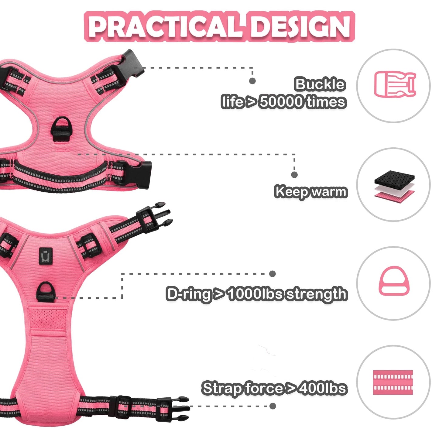 Reflective dog harness and leash set designed to keep dogs safe, comfortable, and under control during daily walks. - Luxempirez