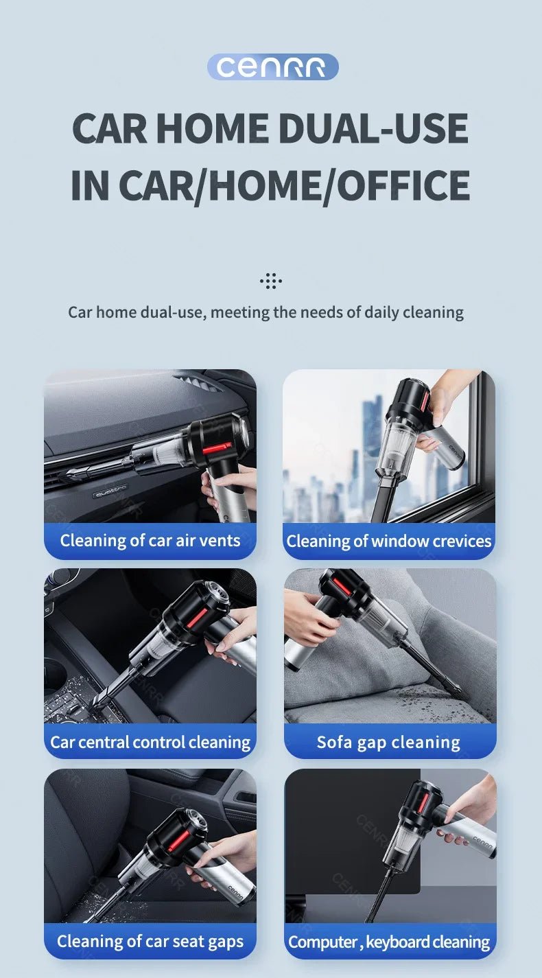 Say goodbye to pet hair in your car with the CENRR car vacuum cleaner! Designed for powerful suction, this vacuum comes with special attachments that make removing animal hair from seats, carpets, and hard - to - reach places effortless. - Luxempirez