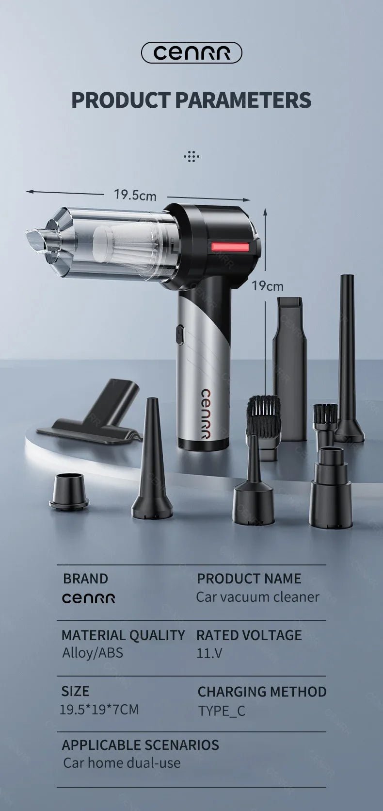 Say goodbye to pet hair in your car with the CENRR car vacuum cleaner! Designed for powerful suction, this vacuum comes with special attachments that make removing animal hair from seats, carpets, and hard - to - reach places effortless. - Luxempirez