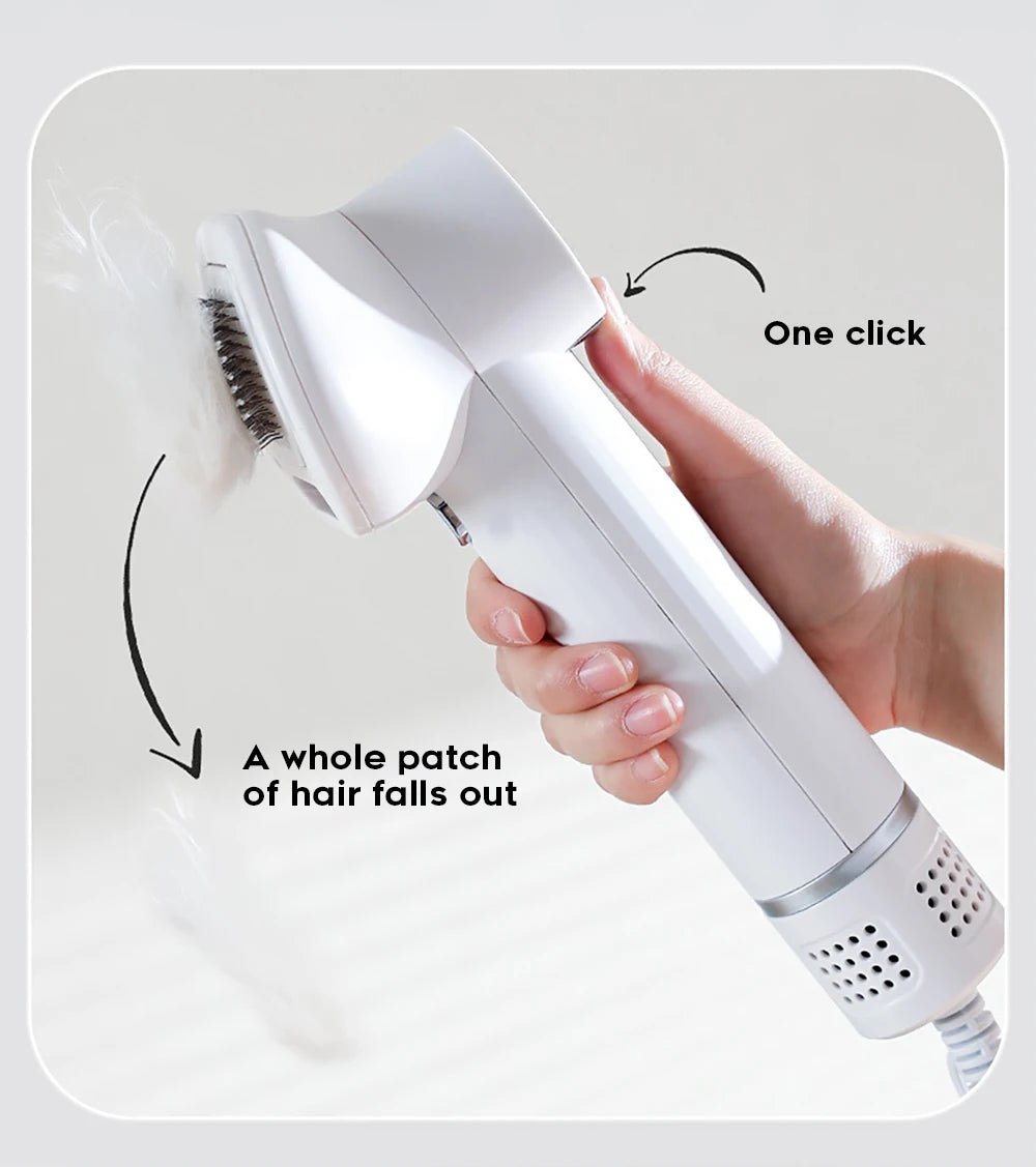 Smart 2‑in‑1 pet hair dryer and grooming brush that dries, detangles and removes loose hair in one easy step for dogs and cats. - Luxempirez