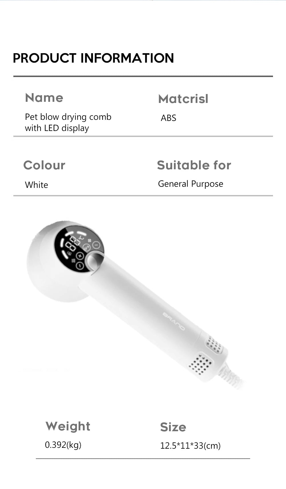 Smart 2‑in‑1 pet hair dryer and grooming brush that dries, detangles and removes loose hair in one easy step for dogs and cats. - Luxempirez