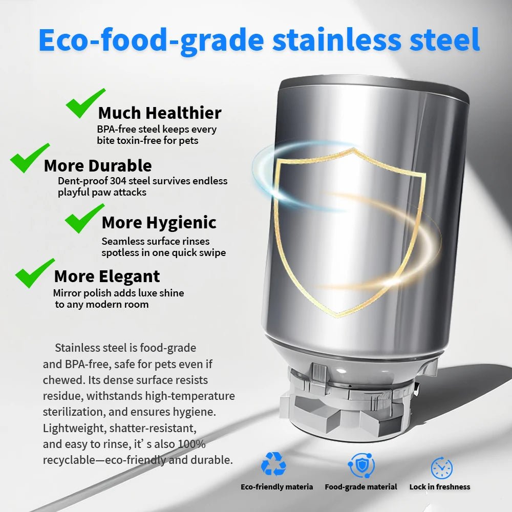 Mangeoire intelligente WiFi pour animaux de compagnie avec caméra intégrée pour que vous puissiez regarder, parler et nourrir votre chat ou votre chien à tout moment depuis votre téléphone. Le réservoir en acier inoxydable 304 de qualité alimentaire garde les croquettes fraîches et hygiéniques, tandis que la vision nocturne vous permet de vérifier clairement vos animaux de compagnie. - Luxempirez