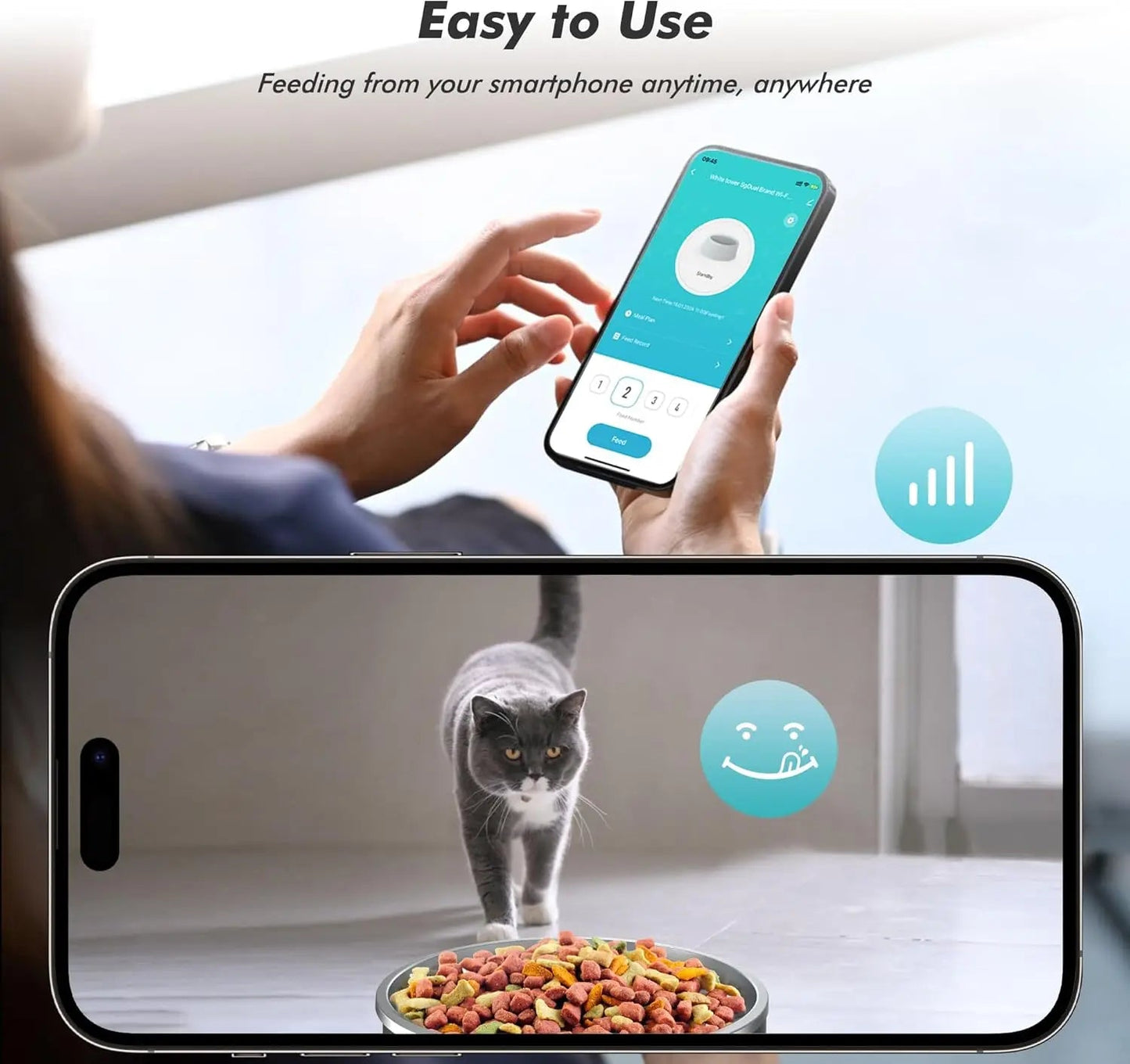 Mangeoire intelligente WiFi pour animaux de compagnie avec caméra intégrée pour que vous puissiez regarder, parler et nourrir votre chat ou votre chien à tout moment depuis votre téléphone. Le réservoir en acier inoxydable 304 de qualité alimentaire garde les croquettes fraîches et hygiéniques, tandis que la vision nocturne vous permet de vérifier clairement vos animaux de compagnie. - Luxempirez