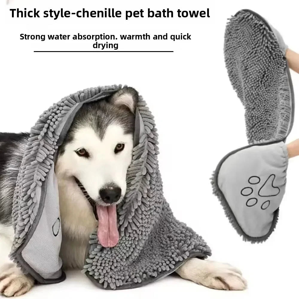Super Absorbent Pet Bath Towel is a quick‑drying microfiber bathrobe towel that keeps dogs and cats warm, dry and comfortable after baths, swimming or rainy walks. - Luxempirez
