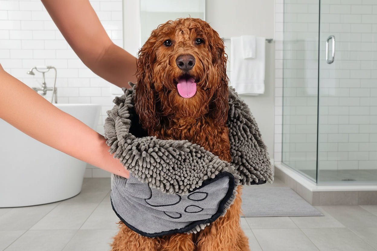 Super Absorbent Pet Bath Towel is a quick‑drying microfiber bathrobe towel that keeps dogs and cats warm, dry and comfortable after baths, swimming or rainy walks. - Luxempirez