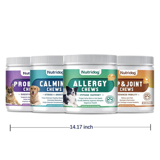 These all‑in‑one soft chews provide targeted support for dogs dealing with allergies, sensitive joints, stress and digestive issues in a single daily treat. - Luxempirez
