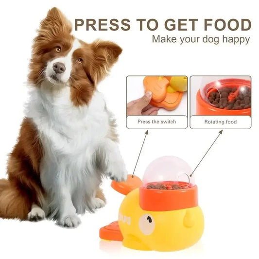 This fun and interactive dog feeder makes mealtime exciting! Designed in a playful duck shape, it dispenses kibble when your dog presses the lever with its paw, encouraging active engagement and mental stimulation. Made from sturdy, pet - safe materials. - Luxempirez