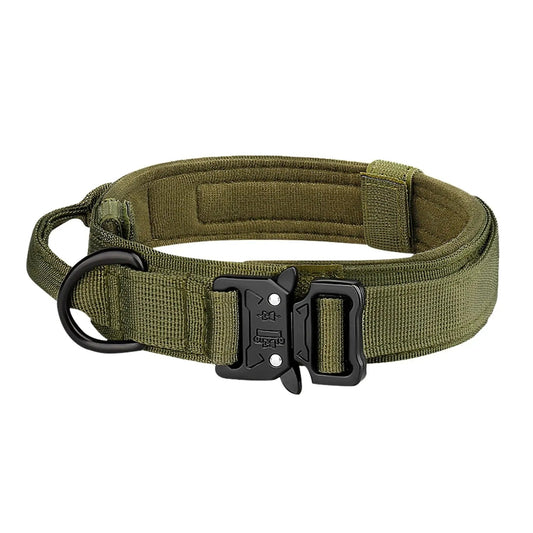 This military - style dog collar combines strength and comfort for your loyal companion. Crafted from premium, wear - resistant nylon with a secure metal buckle, it ensures stability during walks, training, or outdoor adventures. - Luxempirez