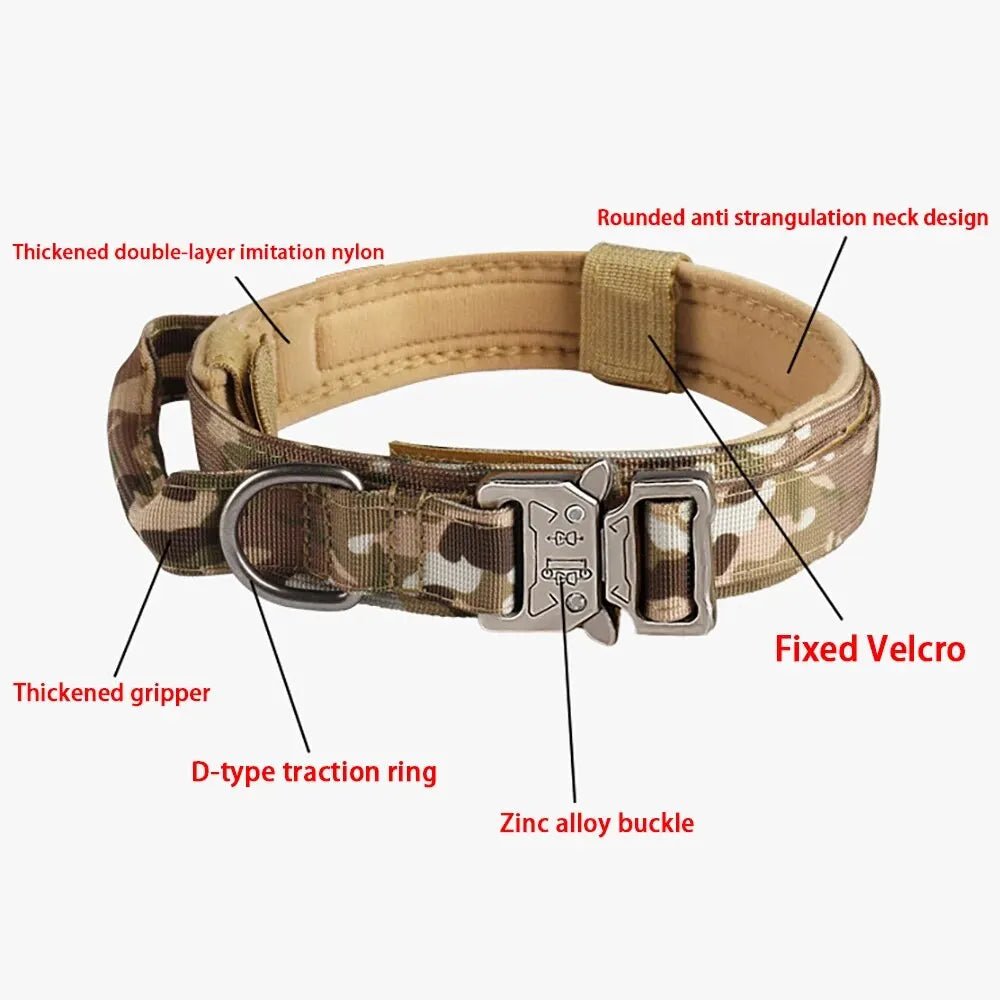 This military - style dog collar combines strength and comfort for your loyal companion. Crafted from premium, wear - resistant nylon with a secure metal buckle, it ensures stability during walks, training, or outdoor adventures. - Luxempirez