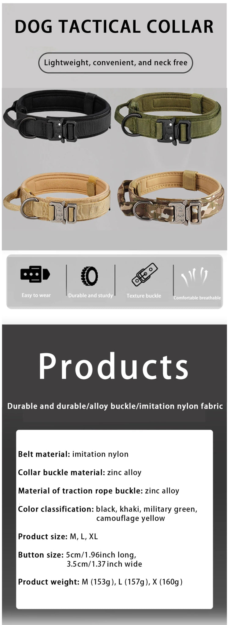 This military - style dog collar combines strength and comfort for your loyal companion. Crafted from premium, wear - resistant nylon with a secure metal buckle, it ensures stability during walks, training, or outdoor adventures. - Luxempirez