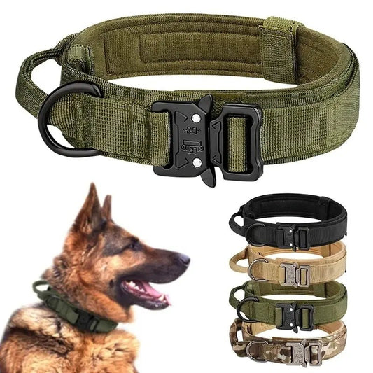 This military - style dog collar combines strength and comfort for your loyal companion. Crafted from premium, wear - resistant nylon with a secure metal buckle, it ensures stability during walks, training, or outdoor adventures. - Luxempirez