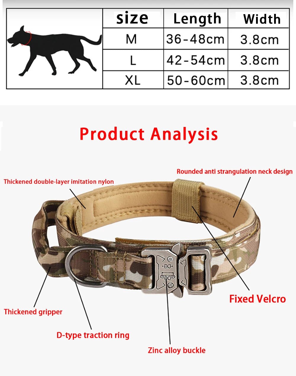 This military - style dog collar combines strength and comfort for your loyal companion. Crafted from premium, wear - resistant nylon with a secure metal buckle, it ensures stability during walks, training, or outdoor adventures. - Luxempirez