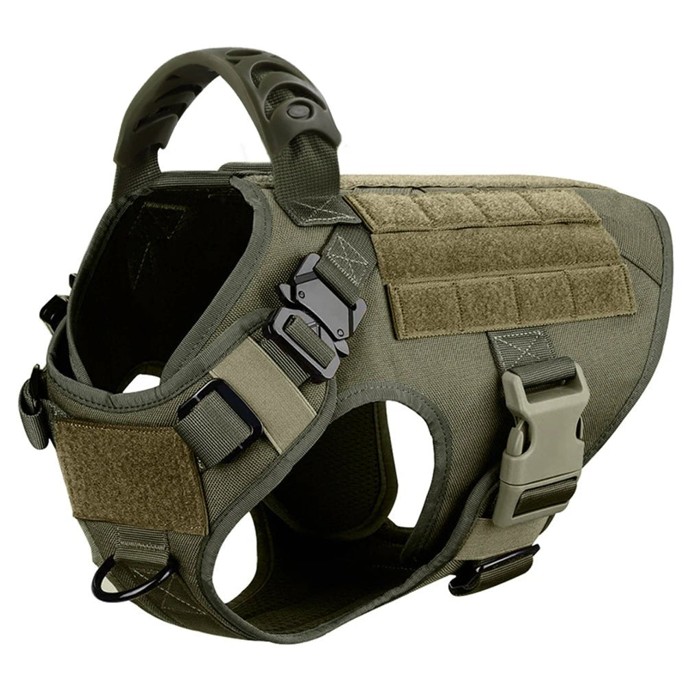 This tactical dog harness set is designed for maximum durability and comfort. Made from high - quality, tear - resistant materials, it features heavy - duty buckles and reinforced stitching to handle even the most active dogs. - Luxempirez