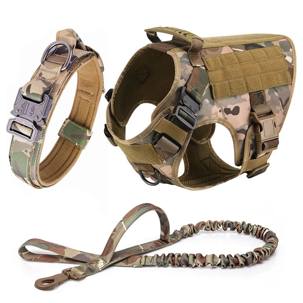 This tactical dog harness set is designed for maximum durability and comfort. Made from high - quality, tear - resistant materials, it features heavy - duty buckles and reinforced stitching to handle even the most active dogs. - Luxempirez