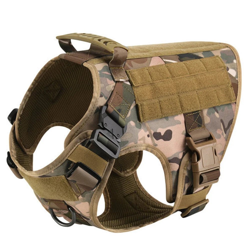 This tactical dog harness set is designed for maximum durability and comfort. Made from high - quality, tear - resistant materials, it features heavy - duty buckles and reinforced stitching to handle even the most active dogs. - Luxempirez
