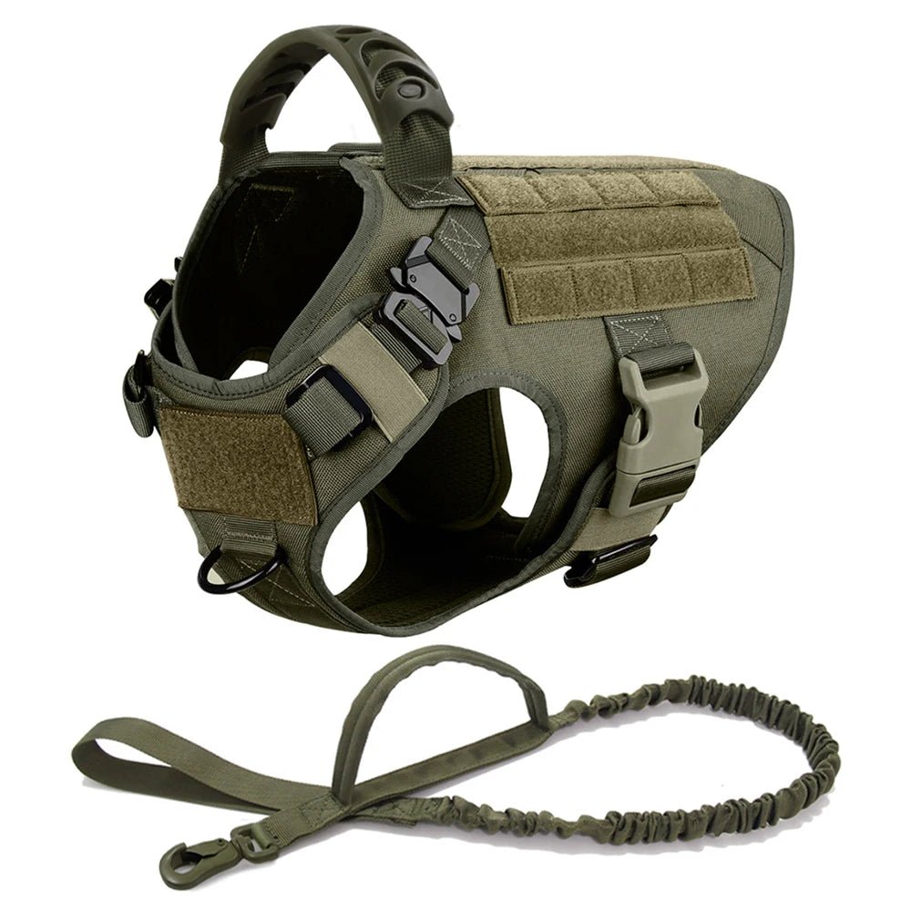 This tactical dog harness set is designed for maximum durability and comfort. Made from high - quality, tear - resistant materials, it features heavy - duty buckles and reinforced stitching to handle even the most active dogs. - Luxempirez