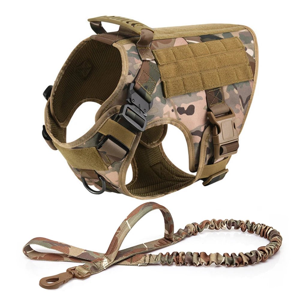 This tactical dog harness set is designed for maximum durability and comfort. Made from high - quality, tear - resistant materials, it features heavy - duty buckles and reinforced stitching to handle even the most active dogs. - Luxempirez