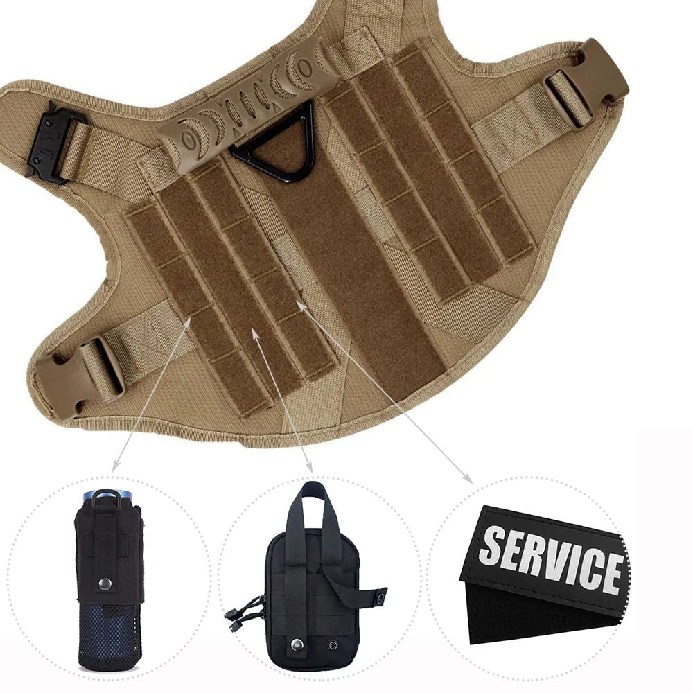 This tactical dog harness set is designed for maximum durability and comfort. Made from high - quality, tear - resistant materials, it features heavy - duty buckles and reinforced stitching to handle even the most active dogs. - Luxempirez