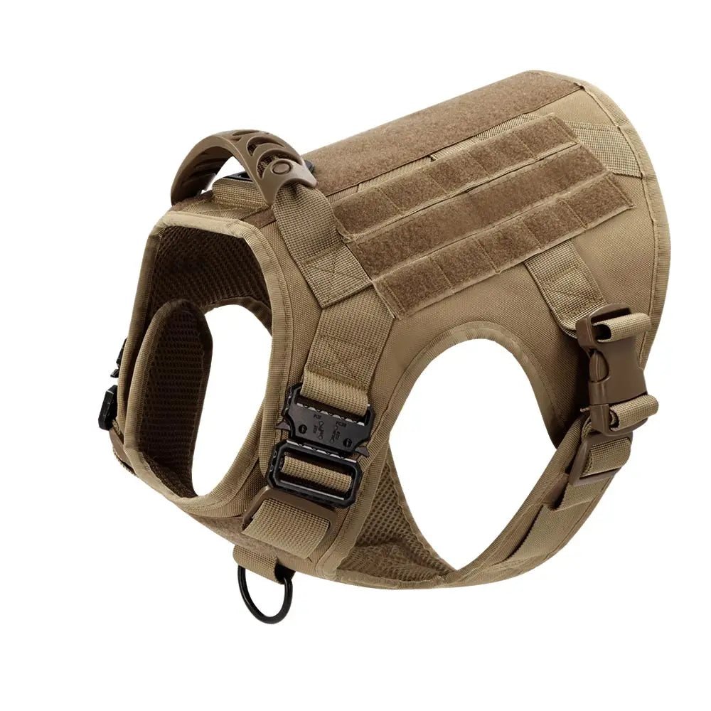 This tactical dog harness set is designed for maximum durability and comfort. Made from high - quality, tear - resistant materials, it features heavy - duty buckles and reinforced stitching to handle even the most active dogs. - Luxempirez