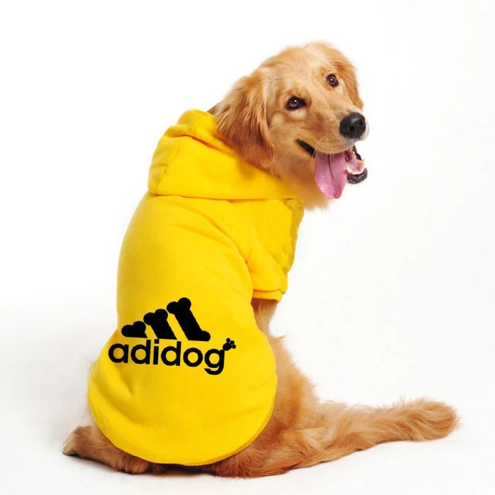 Turn playtime into a fashion statement with this iconic “Adidog” hoodie, created for dogs who love to move in style. The soft, cozy fabric and relaxed fit keep your pup warm and comfortable. - Luxempirez