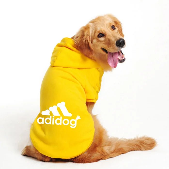 Turn playtime into a fashion statement with this iconic “Adidog” hoodie, created for dogs who love to move in style. The soft, cozy fabric and relaxed fit keep your pup warm and comfortable. - Luxempirez