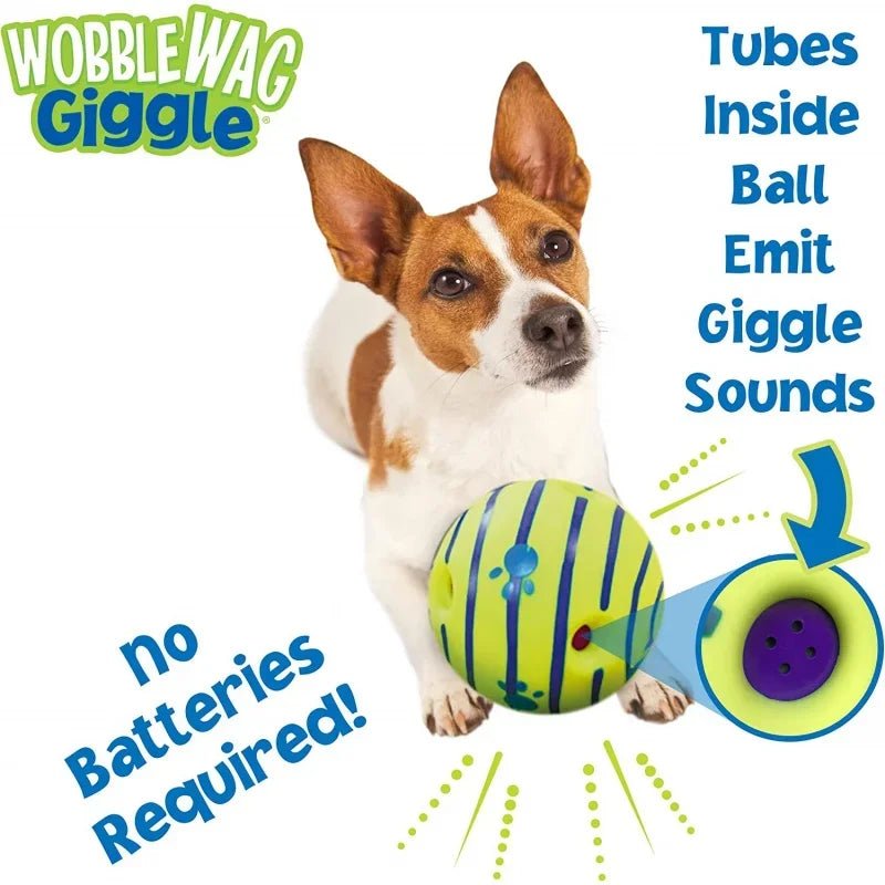Wobble Wag Giggle Ball is an interactive dog toy that makes funny giggle sounds every time your dog nudges, rolls, or shakes it, keeping pups active, curious, and entertained for hours. - Luxempirez