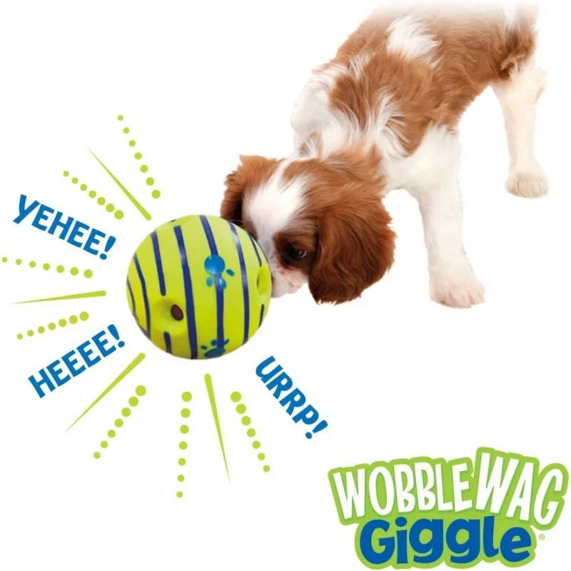 Wobble Wag Giggle Ball is an interactive dog toy that makes funny giggle sounds every time your dog nudges, rolls, or shakes it, keeping pups active, curious, and entertained for hours. - Luxempirez