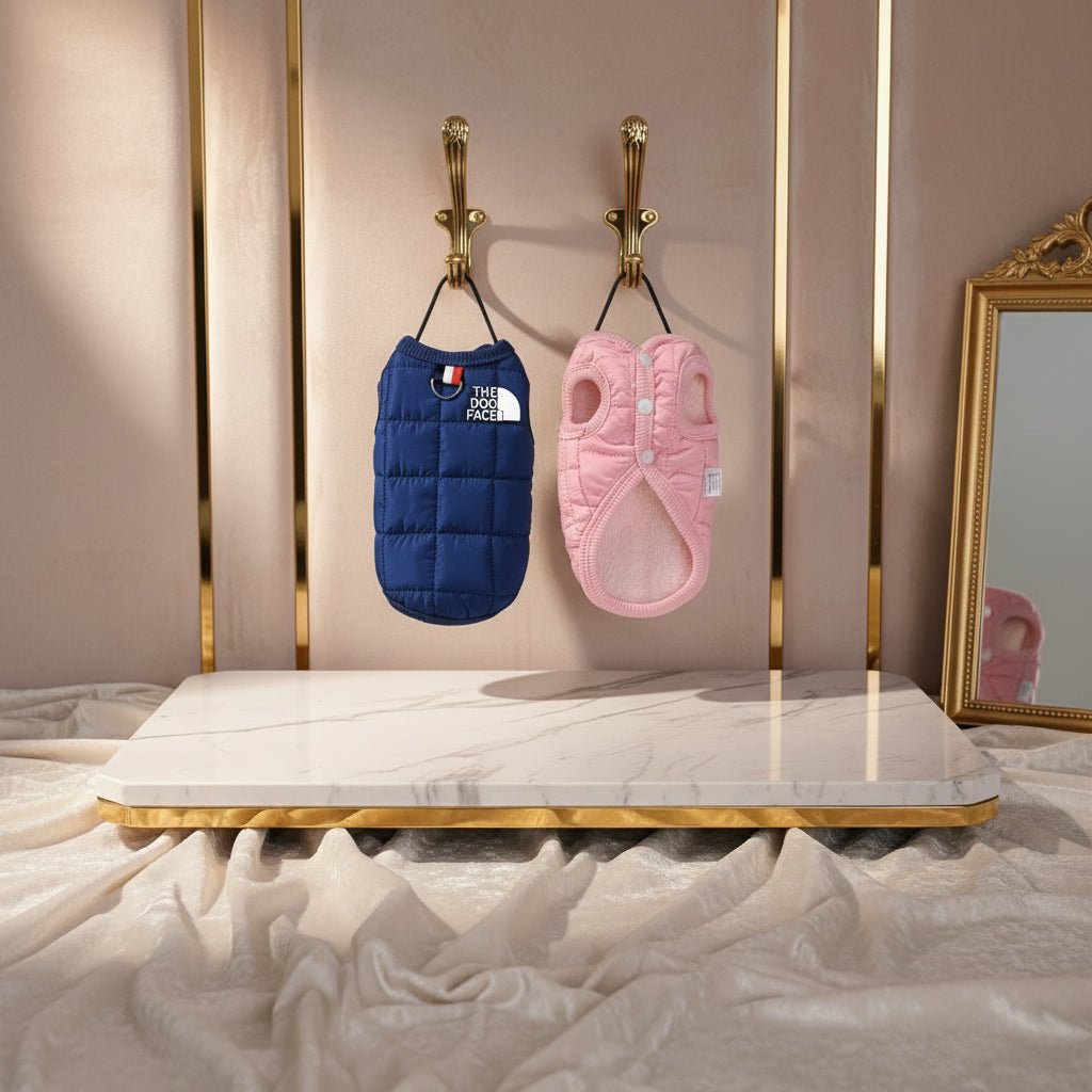 Wrap your dog in sophistication with our exclusive quilted luxury jacket, available in vibrant colors to suit every personality. Each piece features high - quality, plush padding and "The Dog Face" signature detail for a fashionable edge. - Luxempirez